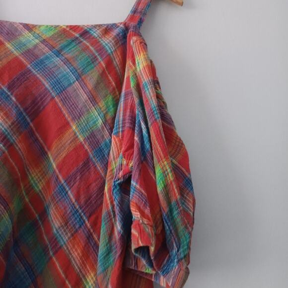 Lauren Ralph Lauren Plaid Cold Shoulder Top 2X - Picture 3 of 7